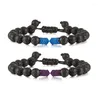 Bracelets de charme Bracelets de pierre de lave volcanique naturelle à la mode, équilibre de guérison, perles de flèche de yoga, bracelet de chakra réglable pour femmes et hommes