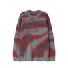 Women's Sweters Women Sweter Zebra Stripe Mohair Vintage O-Neck luźne długie rękawy jesień zima Y2K dziewczęta euro-America styl