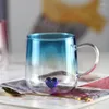 Copas de vino Linda pareja vaso para beber corazón 3D taza de jugo de agua interior ligero transparente oficina en casa leche café bebida taza de regalo