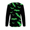 Kvinnors hoodies halloween grafik för kvinnor bat tryck tee toppar rund hals långärmad tröja kvinnlig casual trendig jumper