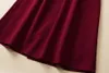 2023 Autumn Wine Red Solid Color Panelled Slim Dress Long Sleeve V-Neck Midi Casual Dresses S3S020831