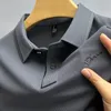 Polos pour hommes 2023 Corée Mode Glace Soie À Manches Courtes Tshirt Été Business Marque Broderie Polo Chemise Hommes Vêtements Camisas Y Blusas 230901