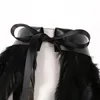 Scarves Adult Punk Gothic Cape Real Black Feather Shrug Top Shawl One Shoulder Cape Wings Choker Collar for Party Halloween Rave Costume 230904