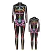 Family Matching Outfits 3D Skeleton Digital Printing Halloween Tricky Funny Costume Parent-child Dress Tight Cosplay Jumpsuit Wholesale Can Customized 230901