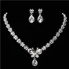 Bijoux de mariage brillant nouveau pas cher 2 ensembles strass bijoux de mariée accessoires cristaux collier et boucles d'oreilles pour bal Pageant Pa283J