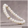 Beaded Natural Pearl Stretch Bracelets Unisex Fashion Classic Diamond Heart Couple Colorf Women Jewelry Love Drop Delivery Otqes