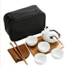 Tasses à thé Ensemble de voyage chinois Kung Fu Tasses à thé portables en céramique Théière en porcelaine Outils de cérémonie Gaiwan Mini Pot fait à la main 230901