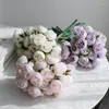 Fleurs décoratives artificielles fausses pivoines Bouquet de soie décor Faux camélia hortensia arrangements centres de Table de mariage Decorat