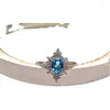 Cluster-Ringe Vintage 925 Silber Topas Ring für Bürofrau 5 mm 7 mm natürlicher London Blue Solid Schmuck