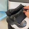 Botas de desenhista novo tornozelo de couro preto chelsea botas plataforma deslizamento em botas planas redondas grossas meia bota designer de luxo sapatos altos mulheres cavaleiro r4t2 #