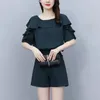 Casual Dresses Fashion And Sexy Two-piece Set Niche Lace Short Sleeved Slimming Oversized Women's Summer Clothing Profession