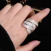 Обручальные кольца GODKI Trendy CROSSOVER Большое смелое массивное кольцо для женщин Кольца на палец с кубическим цирконием Бусы Очаровательное кольцо Богемные пляжные украшения 230901