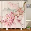 Cortina de flores pássaros estilo chinês flor de ameixa cortinas de chuveiro à prova d'água plástico transparente para banheiro conjuntos de ganchos de tecido anéis