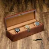Jewelry Pouches 6 Slots Wooden Watch Box Organizer For Men Brown Stand Display Storage Case Holiday BirthdayGift