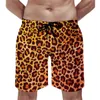 Short de plage élégant à taches léopard pour hommes, violet et or, confortable, sport, pantalon court de grande taille