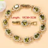 Charm Bracelets 10-Colors Cubic Zirconia Women Accessories Gold Plated Olive Green Zirconia Charm Bracelet And Ring Jewelry Sets 230901