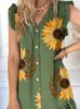 Casual Dresses Summer Fashion Sunflower Print Dress Women 2023 Loose Flying Sleeve Ruffles Splic Sweet Vacation Mini Party Robe