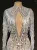 Stage Wear Sparkly Rhinestone Mini Dress Glitter Fringes Women Nightclub Performance Costume Birthday Celebrate Party Show