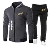 Tute da uomo 2023 Primavera Autunno Ski Doo Can-am Logo Stampa Slim-Fit Girocollo Giacca con cerniera Pantaloni sportivi tinta unita Comodo Trendy