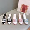 Sunny Luxurys Designer Schuhe Sandal Summer Slide Women Slider Mode 2024 Neue erstklassige Fabic Flat Slipper Frau Freizeitschuhe Reiset Pool Mule Loafer Sandale Box