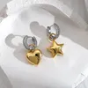 Stud Flashbuy Tendance Micro Incrusté Zircon Coeur Pentagramme Asymétrique Boucles D'oreilles Pour Femmes Or Couleur Boucles D'oreilles Bijoux Teen Cadeau 230901