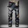 Männer Jeans Marke Denim Designer Loch Hohe Qualität Zerrissene Für Männer Größe 28-42 2021 Herbst Winter Plus Samt HIPHOP Punk Stree2256