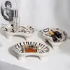 Naczynia talerze ręcznie robione niszowe ceramiczne atrament dekoracja talerza platforma nieregularna tray tray tray tray cake sanda retro 230901