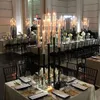 Candélabre noir à 9 bras, centre de table en cristal acrylique, bougeoir en métal noir pour décorations de mariage