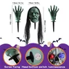 Autres fournitures de fête d'événement Illuminez Halloween Crâne lumineux Tête de squelette Bras de main Réaliste Zombie Visage Bras Piquet de pelouse pour décor de cimetière de maison hantée 230904