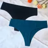 Women's Panties 2Pcs Soft Cotton Elasticity Underwear Ladies Straps Breathable Thong Plus Size Low Waist Solid G-String Sexy Slim Charming
