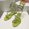 Rene Caovilla High Heel Sandals Fashion Rhinestone Decoration Shoised Luxury Designer Shoes 9.5cm Heels Women Satin Snake ملفوفة الزهرة الفراشة