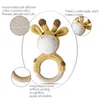 Rattles Mobiles 1Pc Baby Rattle Toys Wooden Teether Crochet Pattern Rabbit Lion BearToy born Gift Custom Name 230901