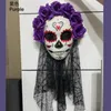 Party Masks Mexico Death Day Mask Cosplay Ghost Skull Wreath Full Face Casque Skeleton Undead Headwear Halloween Masqueen Masquerade Party Prop 230904