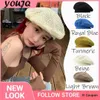 Basker Y2K Openwork Breattable Sticked Basker Spring and Summer Thin Painter Hat Solid Color Hand Hook Beanie 230904