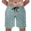 Mäns shorts Mediterranean Beach Board Summer Blue Ocean Print Casual Men Surfing Bekväm design Swim Trunks