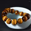 Link Bracelets 5A Natural Yellow Tiger Eye Stone Beads Bracelet Man Women Green Blue Red Accessories Jewelry Yoga Meditation Bangle