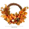 Autres fournitures de fête d'événement Décorations de couronne d'automne Couronne de citrouille faite à la main de 45 cm Couronne de récolte d'Halloween avec des baies citrouilles feuilles d'érable pommes de pin 230904