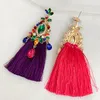 Dangle Earrings ZHINI Ethnic Colorful Crystal Zircon For Women Fashion Statement Handmade Large Drop Tassel Earring Jewelry