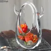 Vases sac fourre-tout transparent Vas Dekoratif Tetesan Air Kaca Dekorasi Meja Pengaturan Bunga Hidroponik Pot 230904