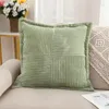 Pillow Solid Striped Cross Stitching With Wide Brim Corduroy Pillowcase Bedside Sofa Square Cover