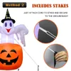 Objets décoratifs Figurines gonflables d'Halloween Citrouille et fantôme avec chapeau de sorcière Lumière LED effrayante pour la décoration de la maison et de la cour extérieure 230901