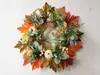 Juldekorationer Maple Leaf Pumpkin Wreath för Halloween Jul Thanksgiving Decor Autumn Door Hanging Wreath For Inhoor Outdoor Wall 230904