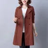 Kvinnors dikerockar 2023 Spring Autumn Style Coat Loose Female Long Double Breasted Fashion Temperament Ladies Jacket