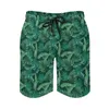 Pantaloncini da uomo Estate Palestra Verde Foglie di palma Abbigliamento sportivo Stampa foglia tropicale Design Pantaloni corti da spiaggia Tronchi comodi vintage