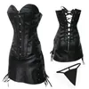 PLUS TAILLE Femmes Mode Clubwear Robe Corset Tenue Sexy En Cuir PVC Overbust Bustier Corselet et Mini Jupe À Lacets Latéraux S-6XL 252y