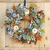 Andra evenemangsfestleveranser Maple Leaf Pumpkin Wreath Artificial Wreath Halloween Thanksgiving Garden Door Decor Pendant Autumn Harvest Courtyard Garland 230904