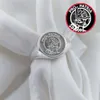 웨딩 반지 Grosir 925 Perak Padat Terukir Nama 13mm Cincin Disesuaikan 3D Atau Datar Mengukir Nama Foto Cincin Bundar Cincin Signet Untuk Cindy 230904