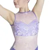 Stage Wear Light Grape Shiny Lycra Lace Tank Dance Leotard Pink Girls Dancewear Blue Ladies Bodysuit Performance 10 Colors