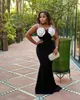 ASO EBI 2023 ARABISK Black Mermaid Prom Dress Pearls Satin Evening Formal Party Second Reception Födelsedagsengagemang Klänningar ROBE DE SOIREE SH0161