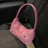 Borse da sera Borsa a tracolla da donna retrò sotto le ascelle da donna in tinta unita carina Moda Borse in strass femminili in pelle dolce adorabile